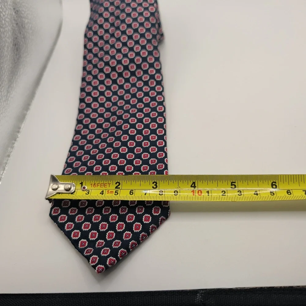 Brooks Brothers Tie Mens Navy Red Medallion Geometric Silk Italian Fabric